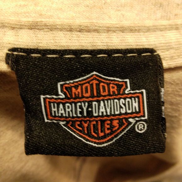 Harley-Davidson tshirt womens M Medium tan v-neck short sleeve 70s hippie style - Picture 5 of 9